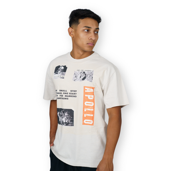 Apollo Collection - Designer Bone-White Oversized Faded T-Shirt